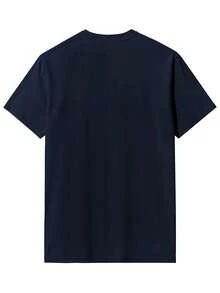 Women's Solid Color Short Sleeves, 220g Weight, 100% Cotton, Comfortable To Wear, Very Suitable For Running, Leisure Or Outdoor Entertainment, Fitness,Comfort Fit Short Sleeve Classic Cotton T-Shirt Women's Casual Short Sleeve Top - 藏青色 - 查看 3