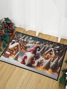 1pc Christmas Decor Doormat, Red Gnome & Christmas Tree Design Non-Slip Floor Mat/Rug, Polyester, Suitable For Christmas Party, Bathroom, Bedroom, Living Room, Kitchen, Fireplace Decor, Indoor/Outdoor Christmas Decoration, 2026 Winter Holiday, Christmas Party Gift, Party Favor, Christmas Supplies, 2025 Christmas Decor, Halloween - Red Faceless Doll & Christmas Tree - View 6