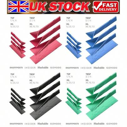 NetHong Multifunction Flat 3-In-1 Measuring Spoons Polygons Flat Measuring Cups UK