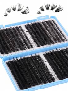 648/666/720片假睫毛套装，包含胶水和定型液，配有镊子和眼影刷。容量大，适合初学者、专业人士和DIY爱好者。这款分段式假睫毛套装使用方便，让您在家轻松打造浓密自然的睫毛效果。睫毛册+镊子+刷子套装，方便携带，适用于各种化妆场合，例如舞台妆、日常妆、婚礼妆、晚宴妆、音乐节妆等。 - 彩色 - 查看 11