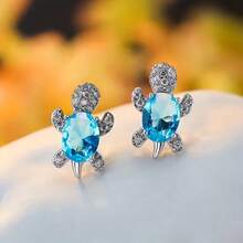 1Pcs Pair Of Cute Turtle Stud Earrings, With Synthetic , No Electroplating And Anti-Allergic, A Variety Of Color Choices, Women's Exquisite Jewelry Gifts, Birthdays, Anniversaries And Festivals, Turtle Earrings, Holiday Accessories, Playful Single Item, Shining Effect, Faceted - 多色的 - 查看 2