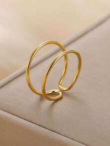 1 chiếc nhẫn may mắn hình chữ V bằng thép không gỉ cho nam/nữ - Chuỗi đơn giản - Xem 12