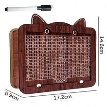 欧元现金保险库木制储蓄盒、存钱罐、现金储蓄挑战盒、木制现金盒、现金储蓄盒、成人现金储蓄盒、现金盒和目标号码现金礼品产品颜色手工制作颜色每批略有差异，不影响使用（手工制作，表面有轻微划痕），学校用品，返校 - 棕色 - 查看 19