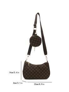 Bộ 2 túi đeo chéo họa tiết hình học phối màu thời trang - Nhiều màu - Xem 6