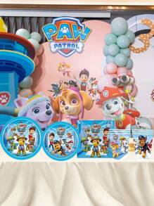 Paw Patrol The Paw Patrol Themed Party Tableware Set Is Now Available! It Contains 20 Custom Plates, 20 Exquisite Placemats And 10 Cute Paper Cups, Which Are Enough For 20 Young Team Members To Have A Lively Party! With The Iconic Paw Patrol Blue As The Main Color, The Visual Impact Is At Its Peak! Whether It's A Birthday Party,