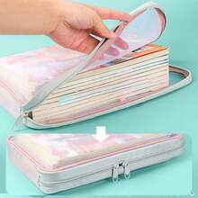 A4 Zip File Bags -3 Layers Of Gauze, Transparent Nylon File Storage Box With Colored Handles, Perfect For Student Exams, Books, Office Supplies, And Document Organization. Nylon File Organizer, Paper Storage Organizer,For School Supplies,Back To School