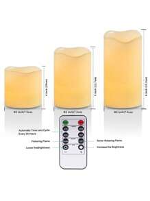 3 Pieces Acrylic Flickering Flameless Candles, Battery Operated Candles With Remote And Cycle Timer Control, LED Pillar Candle Set (D3in*H456in) For Wedding, Party, Home And Christmas Decoration