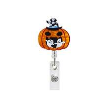 1pc Acrylic Halloween Pumpkin & Ghost Retractable Badge Reel, Suitable For Nurses, Doctors, Staff And Volunteers,For School Supplies,Back To School - Multicolor - View 3