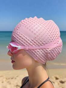 Waterproof Swim Cap For Men And Women - High Elasticity, Ear Protection, And Long Hair Coverage - Large Elastic Silicone Diving Cap, Silicone Swimming Cap, High Elasticity, Thickened Design Suitable For Long And Short Hair, Keeps Hair Dry, Easy To Remove, Suitable For Outdoor Water Sports, Durable Swimming Accessories - Ideal Choice For Valentine's Day, Carnival, Beach Essentials, Beach Accessories, Pool Float - Multicolor - View 4