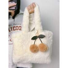 Women Shoulder Bags - 白色+卡其櫻桃掛件 - 查看 2