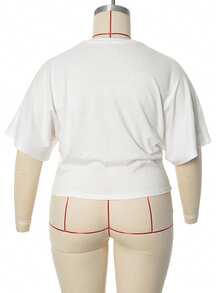 Áo crop top tay ngắn dáng rộng tay cánh dơi cỡ lớn dành cho nữ - trắng - Xem 8