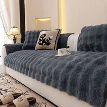 1PC Thick Plush Sofa Cover All-Season Non-Slip Sofa Cushion Slipcover Modern Minimalist Dust-Proof And Washable Cover  Pet-Friendly Protector Fits 1-2-3-4 Seat Sofa  For Room Bedroom Office - Màu xám đen - Xem 5