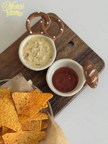 不对称形状陶瓷面包设计香料盘，有趣的手工面包形碗，创意陶瓷碗，法棍咖啡配件，带小勺的面包糖罐，学校用品 - 彩色 - 查看 6