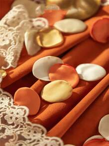 50/100/300/500/1000pcs Silk Rose Petals, Wedding Flower Petals, Mixed Orange Petals, Artificial Rose Petals, Decorative Petals For Proposal Basket, Aisle Decor, Bridal Shower, Halloween Party, Autumn Decoration