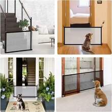 A Portable Foldable Pet Gate (With 6 Transparent Hooks), No-Drill Pet Safety Barrier, Dog Obstacle Protection Fence, Suitable For Stairs, Balcony, Doorway, And Outdoor Use.