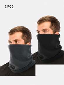 1入組男士可調節三合一多功能絨面頸套、帽子和圍巾套裝 - 咖啡棕 - 查看 1