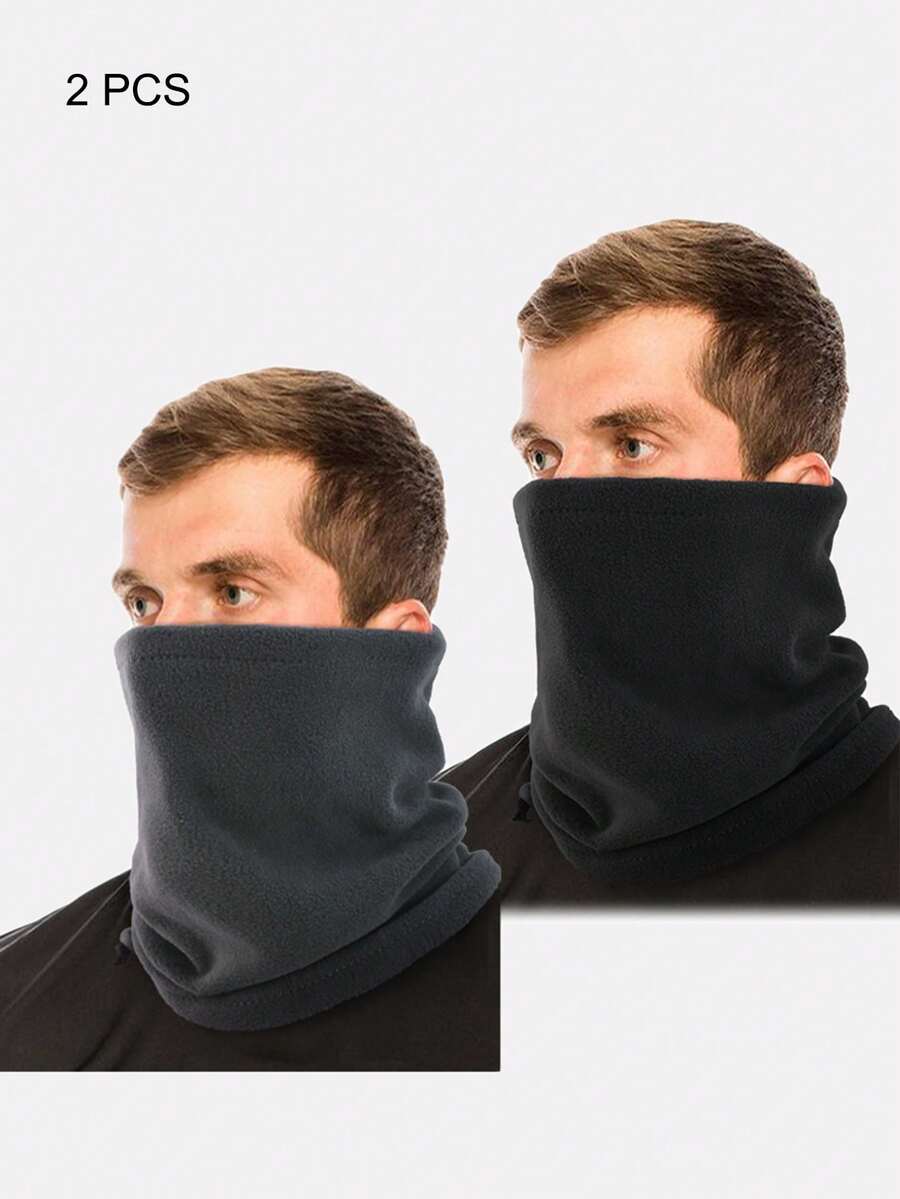 1入組男士可調節三合一多功能絨面頸套、帽子和圍巾套裝 - 咖啡棕 - 查看 1