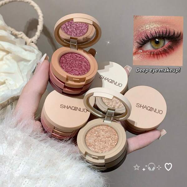 1 boîte Palette d'ombres à paupières Twilight trois couleurs, finition nacrée et mate, scintillante et brillante. Maquillage des yeux pour un usage quotidien, les festivals, les fêtes et la scène
