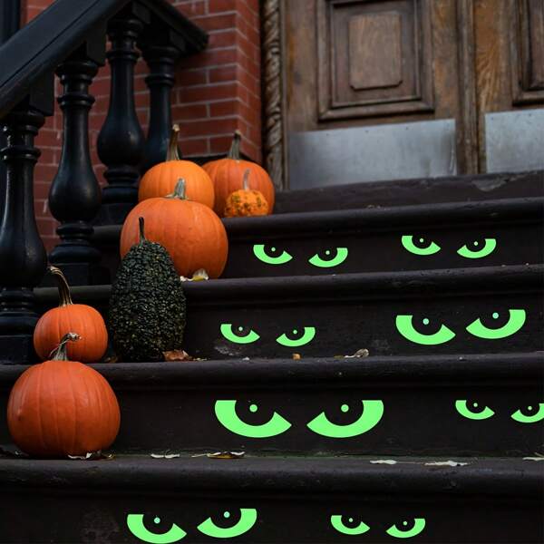 8 Paar leuchtende Halloween Augen Fensteraufkleber | Abnehmbare fluoreszierende Wand- und Fenstersticker ] Gruselige leuchtenden Aufkleber für Halloween Zuhause, Treppen, Spiegel und Partydekorationen