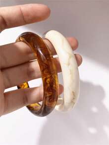 1/4 chiếc Vòng tay nhựa mỏng không đối xứng thời trang dành cho nữ, đa năng và có thể xếp chồng lên nhau - vòng đeo tay - Xem 11