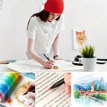 A Set Of 8 Rainbow Magic Gradient Pens - Bright Graffiti And Painting Markers, Kawaii Creative Writing Art Supplies - Sets - View 6