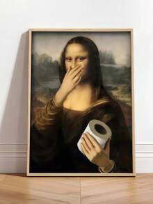 SURELIFE 1 tấm áp phích phòng tắm Mona Lisa vui nhộn - Nghệ thuật vải canvas cổ điển meme thú vị, không khung 29,97x39,88cm trang trí tường cho phòng vệ sinh & bồn cầu - nhiều màu - Xem 2
