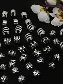 40PCS Hair Jewelry For Braids Gold Hair Cuffs Multi Style Rings Adjustable Hair Beads For Braid Loc Dreadlock Accessories For Women And Girls