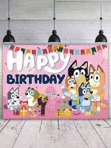 Bluey قماش ديكوري لتعليق الحائط بمساحة 150*100 سم بتصميم عائلة وأصدقاء بلوي، مع الكلاب بلوي وبينجو وكوكو وراستي ومافين، ديكور حائط للمنزل وخلفية لحفلة عيد الميلاد