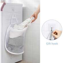 1pc Large Hanging Laundry Basket Storage Bag Foldable Organizer For Dirty Clothes Meshcloth Multi-Pocket Clothing Toy Storage Home - Multicolor - View 2