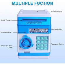 Electronic Piggy Bank Code Lock For Kids Baby Toy, Mini ATM Safe Coin Cash Banks Real Money Saving Box With Password, Auto Money Scroll For Children,Boys Girls Birthday Gift (BLUE) - 藍色 - 查看 4