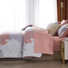 7 Pieces (Full/Queen/King) Elegant Bed In A Bag Comforter Set, Twin(5 Pieces),Stylish Solid Comforter, Soft Microfiber, Comfortable And Warm, Cloud-Like Soft Bedding Set, Bedroom Decor For Spring/Summer/Autumn/Winter, Ideal Gift - 粉色 - 查看 4