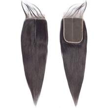 Extensiones de cabello humano liso con cierre de encaje 2x6, 24 x 24 pulgadas, 100 % cabello humano, densidad 180. - Natural Black - Ver 6