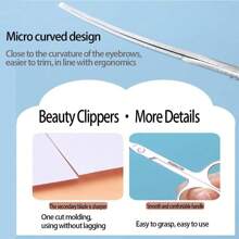 Eyebrow Scissors And Three Eyebrow Brushs,Nose Beard Trimming Scissors Eyelash With Curved Craft Stainless Steel Scissors