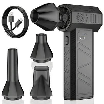 5-Piece Set,  Air Blower-180000RPM Super Power Cordless Air Duster, Turbo Fan, USB Fan, Rechargeable Brushless Motor Durable Blower, 3-Gear Adjustable Dust Blower For Computer, Keyboard, Outdoor, House, Car And Blow On The Fire
