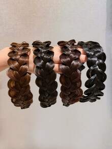 1件装女士多色宽发箍，带假发片和蓬松头饰，扭辫发箍发夹发饰。万圣节装饰，女士头饰发箍