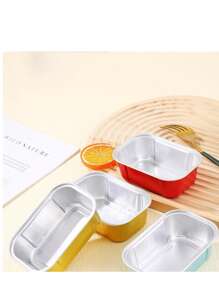 Thickened Aluminum Foil Box, Baking Aluminum Foil Paper Box, Air Fryer Tin Foil, Aluminum Foil Bowl, Pudding Cup, Oven, Basque - Metal Foil Paper Cupcake Liner, Suitable For Cheesecakes And Party Use. - Multicolor - View 5