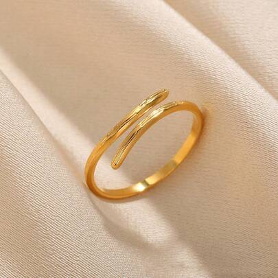 1 chiếc nhẫn hở hình thánh giá bằng thép không gỉ đánh bóng màu trơn đơn giản dành cho cặp đôi