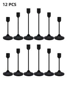 12件/6件/3件金色/黑色/镀金烛台套装，适用于柱状蜡烛和锥形蜡烛，适合圣诞节、万圣节、复活节、感恩节、家居、婚礼、派对、周年纪念日装饰 - 彩色 - 查看 12