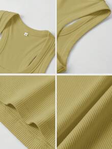 GAOVOT 女士夏季Y2K性感百搭休闲运动家居方领上衣 - 芥末黃 - 查看 10