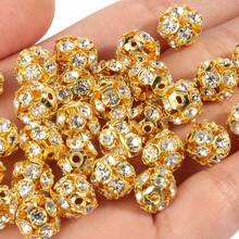 50个时尚水晶桑葚形DIY首饰吊坠 - 金黃色 - 查看 18