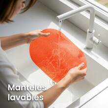 Set de 6 Manteles Individuales Antideslizantes y Reutilizables – Impermeables, Decorativos y Fáciles de Limpiar para Embellecer tu Mesa con Estilo - Naranja / Net - Ver 5
