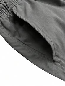 Men's Casual Cargo Capri Pants, Drawstring Waist, Large Flap Pockets, Patch Pocket, Suitable For Spring & Autumn Outdoor Wear Summer - Grey - View 5