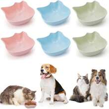 6 Piezas Tazones para Gatos - Tazones de Agua y Comida para Gatitos y Cachorros, Tazón de Plástico PP Multiusos para Mascotas Gatos/Perros/Animales Pequeños, Tazón de Alimentación y Agua para Mascotas, Diseño Lindo, Azul Rosa Verde.