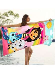 1 件可爱卡通沙滩巾，速干超细纤维沙滩垫，超强吸水，适合旅行、游泳、潜水、沙滩必需品、沙滩配件、泳池浮板 - 彩色 - 查看 2