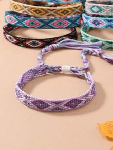 12pcs/Set Bohemian Friendship Bracelets, Machine Knitted & Handwoven, Vintage Nepali Handmade Bracelets Suitable For Beach & Resort - Multicolor 2 - View 5