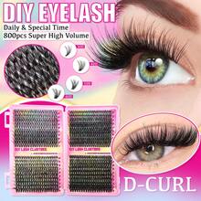 800 件超高浓密自嫁假睫毛套装，30D/40D/50D/60D/80D/100D D 卷曲自然蓬松、浓密、超厚、丰盈睫毛，适合日常使用和初学者，款式混合，可自由搭配睫毛簇套装、睫毛、睫毛、假睫毛 - 黑色 - 查看 5