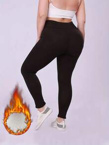 Plus Size Winter Women Leggings Thermal Lined Velvet Keep Warm Pants High Waist Leggings Women Solid Comfortable Stretchy Thermal Long Johns Women Thermal