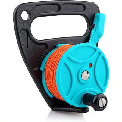 NEWScuba Dive Reel With Thumb Stopper 150foot High Visibility Retractable Line Diving Reel Finger Spool With Handle Stop Switch For Cave And Wreck Exploration Kayaking Anchor Spear Fishing SMB7.3