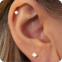 1 pieza Pendientes de acero inoxidable con forma de corazón y luna de 20G para mujeres para decoración diaria, pendientes de rosca de oro y plata, pendientes de cartílago, hélix y trágus