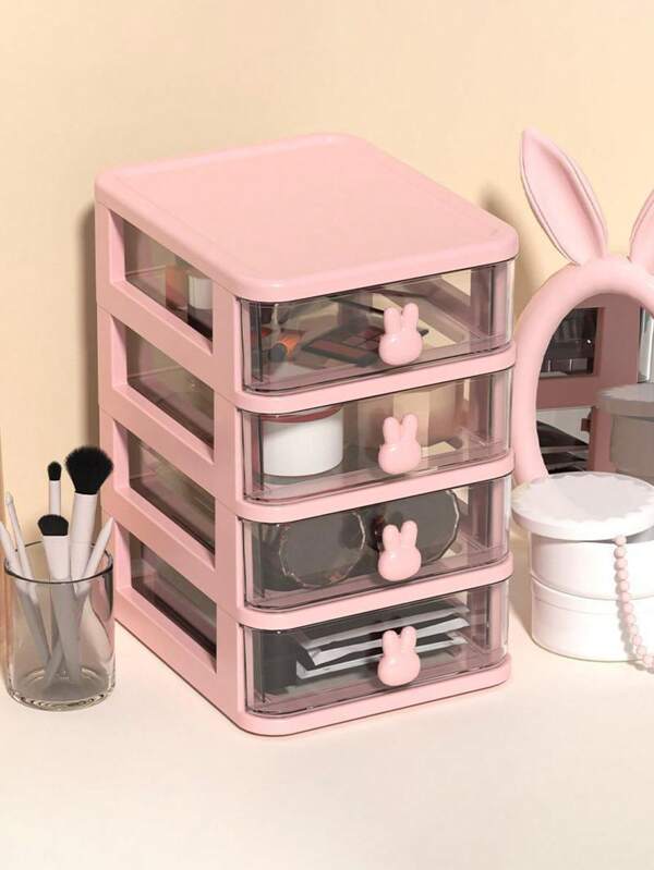 Boîte de rangement pour cosmétiques de bureau, boîte de rangement pour articles de papeterie en forme de lapin, boîte de rangement à tiroirs empilables, rangement à tiroirs style lapin, boîte de rangement multifonctionnelle convenant pour le bureau, la coiffeuse, les accessoires, la chambre, le salon, l'entrée, le dortoir, la décoration de bureau, la décoration d'automne, la décoration de fête, la décoration de la pièce, la décoration de la maison